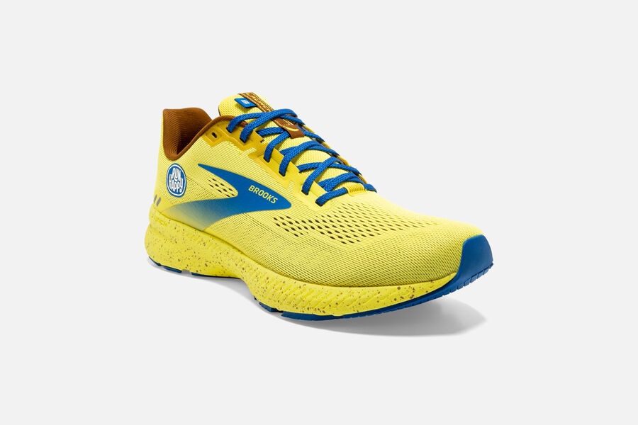 Launch 8 Road Brooks Running Shoes NZ Womens - Yellow/Blue - MENRQF-028